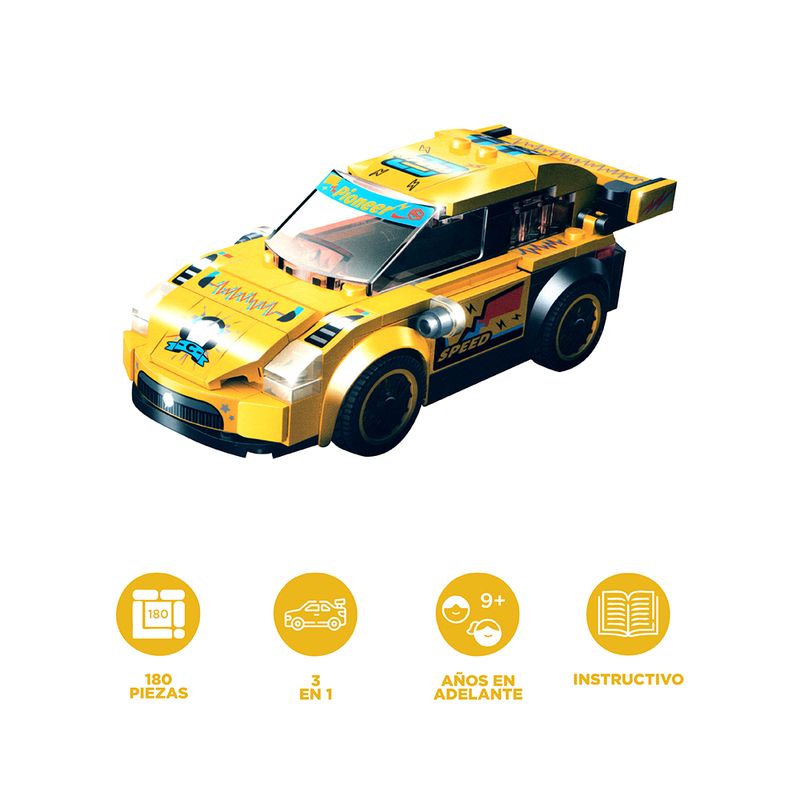 Bloques-De-Construcci-n-Miniso-MINISO-Auto-De-Carreras-Amarillo-180-Piezas-4-24571