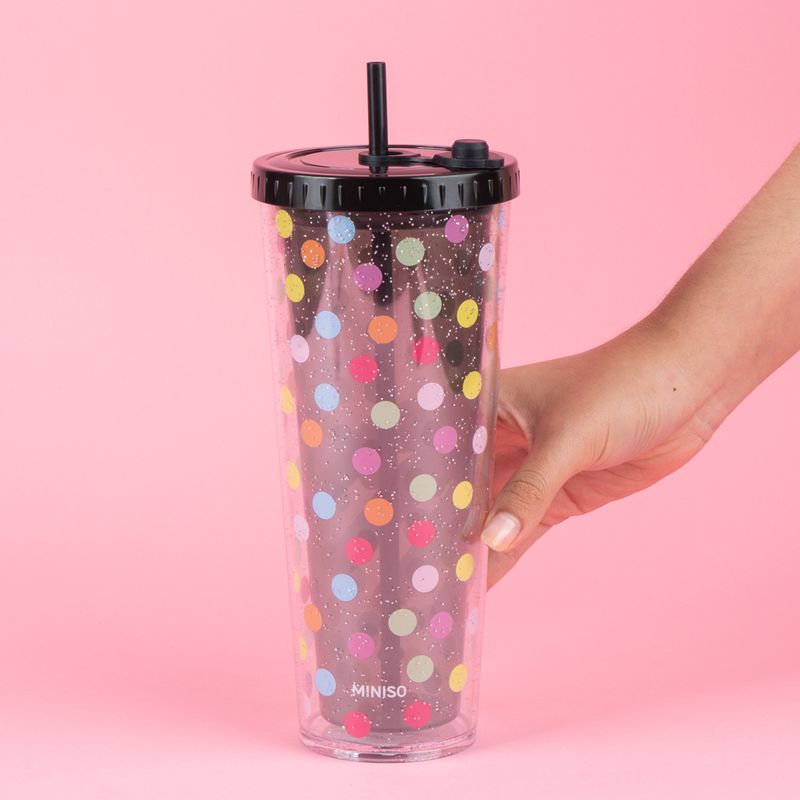 Vaso-Con-Tapa-Y-Popote-MINISO-Dots-Pl-stico-Negro-2-24897