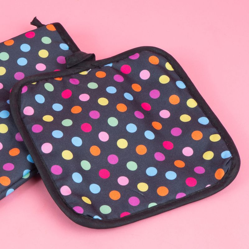 Guante-Para-Cocina-Con-Alfombrilla-MINISO-Estampado-De-Lunares-Textiles-Negros-2-Piezas-3-24975