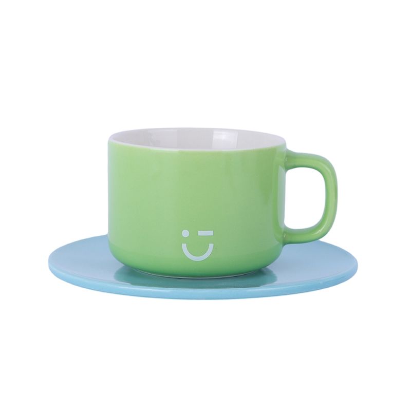 Taza-Con-Plato-Miniso-MINISO-Rainbow-Cer-mica-Verde-210-ml-1-24507