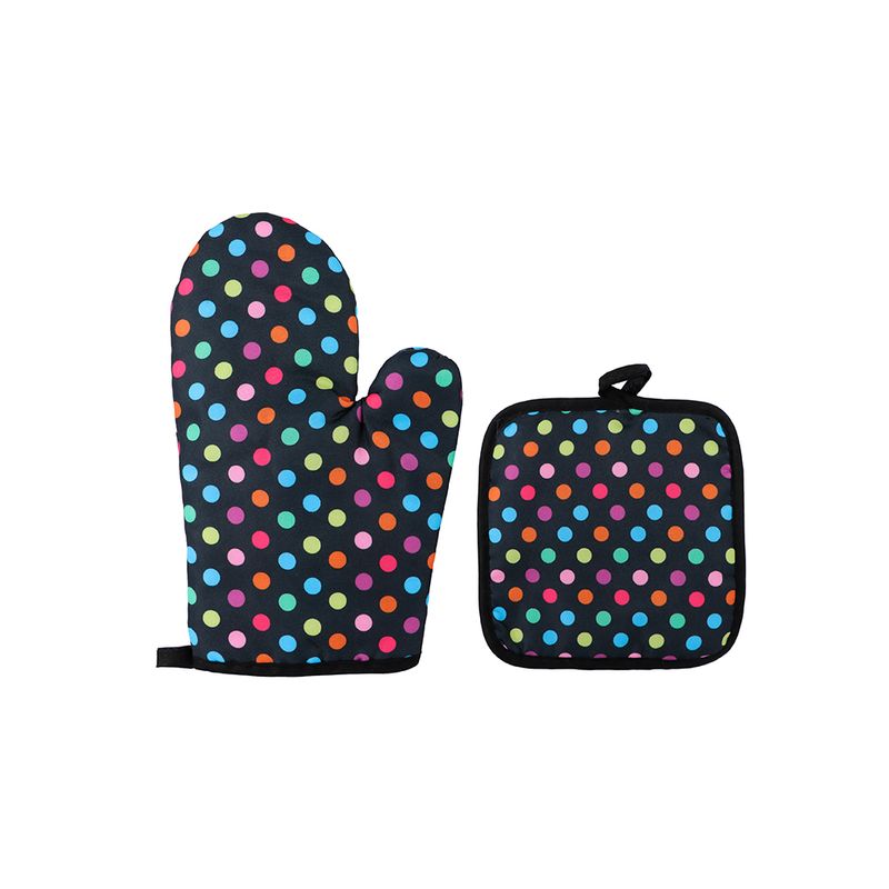 Guante-Para-Cocina-Con-Alfombrilla-MINISO-Estampado-De-Lunares-Textiles-Negros-2-Piezas-1-24975
