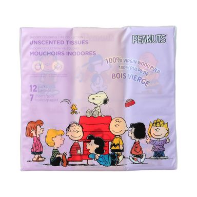Paquete Pañuelos Desechables Snoopy 100% Pulpa De Madera 12 Piezas