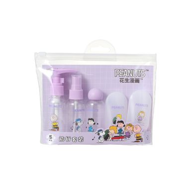 Kit Botellas De Viaje Snoopy Plástico Lilas 6 Piezas