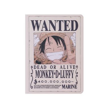 Libreta One Piece Monkey D. Luffy Pasta Dura Beige 12.2x16.5 cm Rayas 80 Hojas