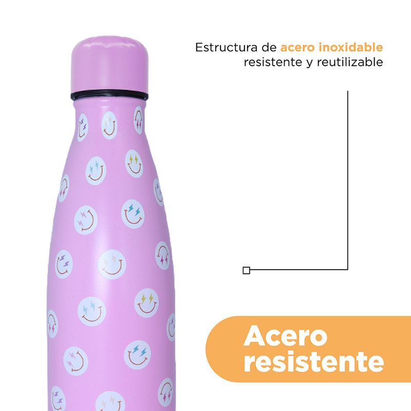 Termo-Con-Tapa-Enroscable-Miniso-MINISO-Estampado-De-Caritas-Acero-Inoxidable-Rosa-500-ml-7-24499