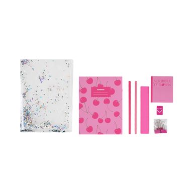 Kit De Papelería Minimalista Sintético Rosa 9 Piezas