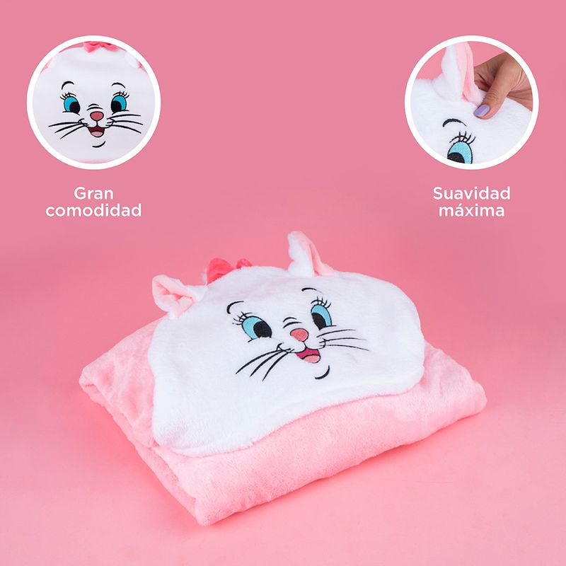 Manta-Con-Capucha-Disney-Marie-100-Poli-ster-Rosa-6-23437
