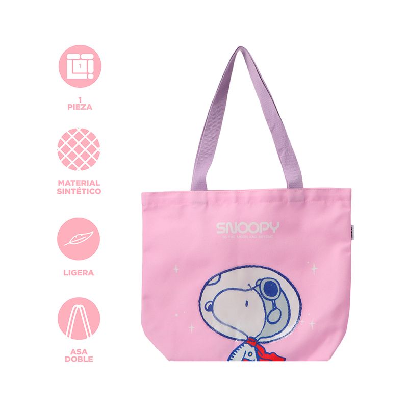 Bolsa-De-Compras-Snoopy-Explorador-Del-Espacio-100-Poli-ster-Rosa-3-24313