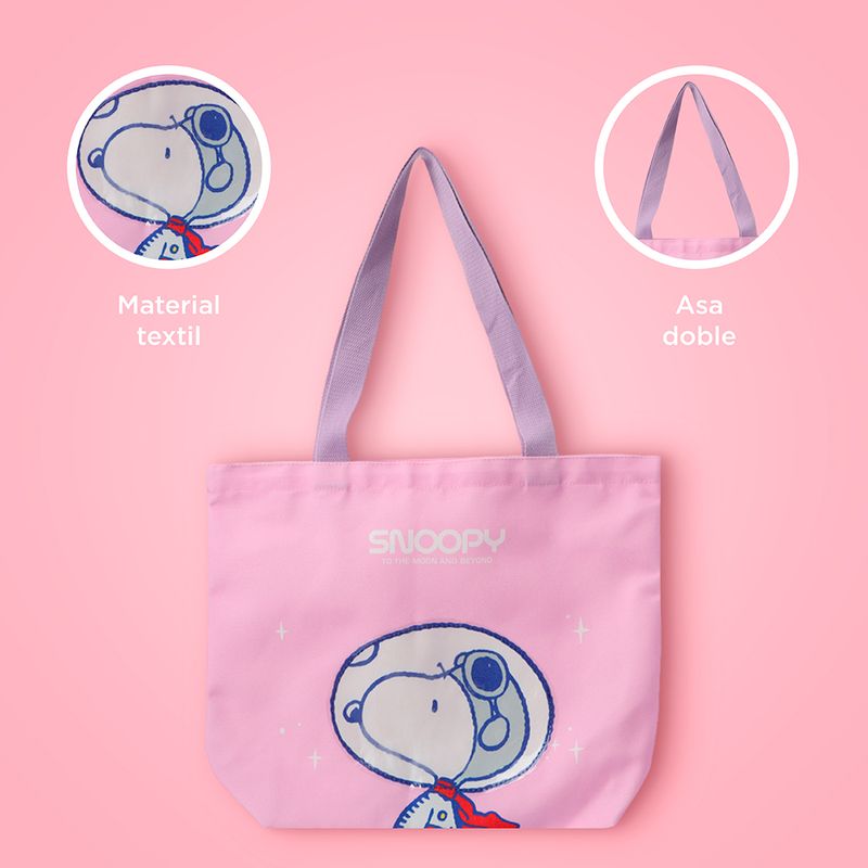 Bolsa-De-Compras-Snoopy-Explorador-Del-Espacio-100-Poli-ster-Rosa-5-24313