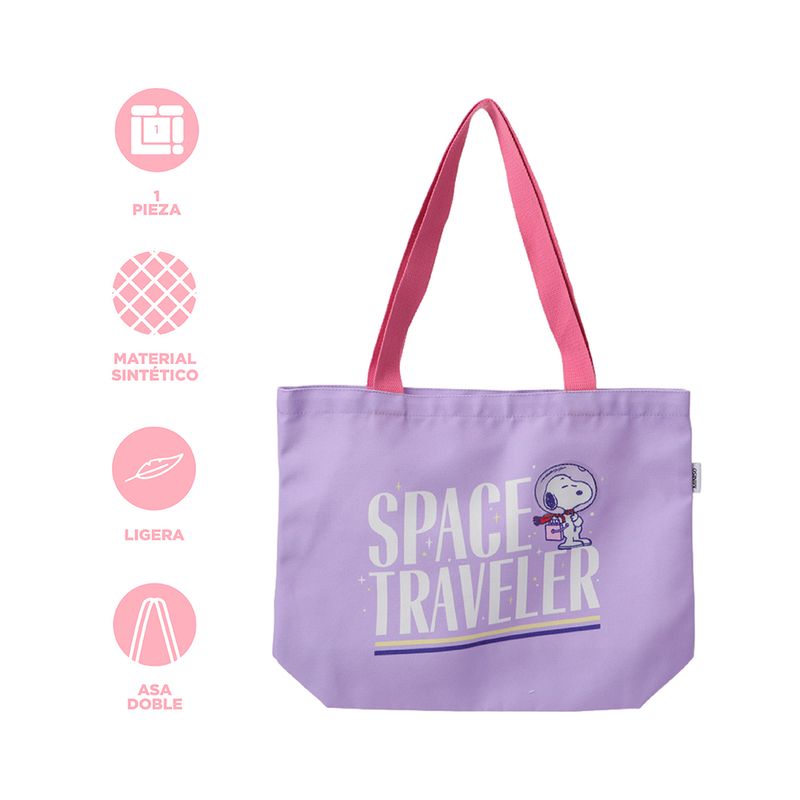 Bolsa-De-Compras-Snoopy-Explorador-Del-Espacio-100-Poli-ster-Lila-3-24314