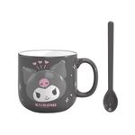 Taza-Con-Cuchara-Sanrio-Kuromi-Cer-mica-Negra-450-ml-1-23875