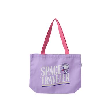 Bolsa De Compras Snoopy Explorador Del Espacio 100% Poliéster Lila