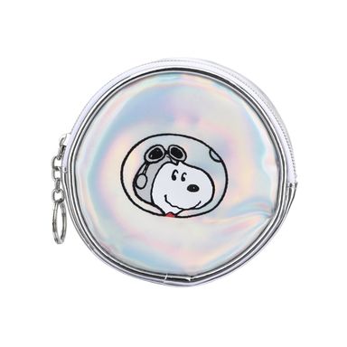 Monedero Snoopy Explorador Del Espacio Sintético Holográfico Plateado