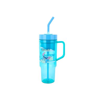Vaso Con Tapa Y Bombilla  Disney Stitch Plástico Menta 1250 ml