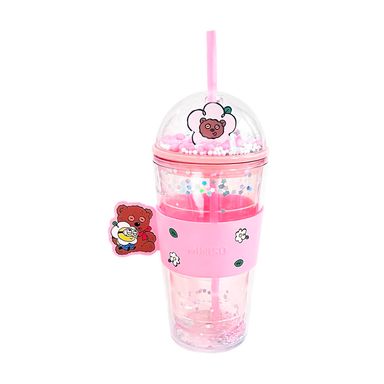 Vaso Con Tapa Y Bombilla Doble Capa MINIONS  Colección Daisy Plástico Rosa