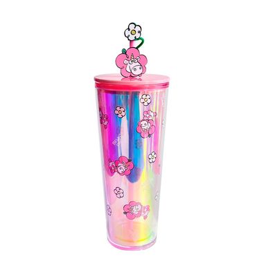 Vaso Con Tapa Y Popote Doble Capa Minions Colección Daisy Plástico Rosa