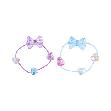 Set Ligas Para Cabello Moño Y Corazones Sintéticas Tornasol 2 Piezas