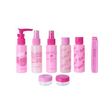 Kit Botellas De Viaje Barbie Plástico Rosas 8 Piezas