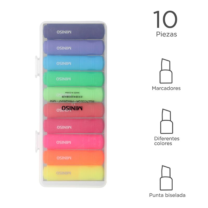 Set-De-Marcatextos-Con-Estuche-8-18-2-5Cm-10-Colores-MINISO-Mini-Varios-Colores-En-Estuche-10-Piezas-3-3826