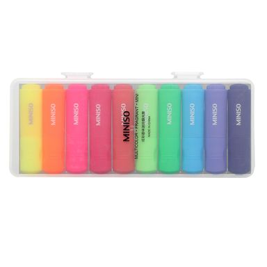 Set  De Marcatextos Con Estuche 8*18*2.5Cm 10 Colores MINISO Mini Varios Colores En Estuche 10 Piezas