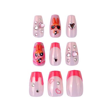 Paquete Uñas Postizas Las Chicas Superpoderosas Bombón Sintéticas 24 Piezas