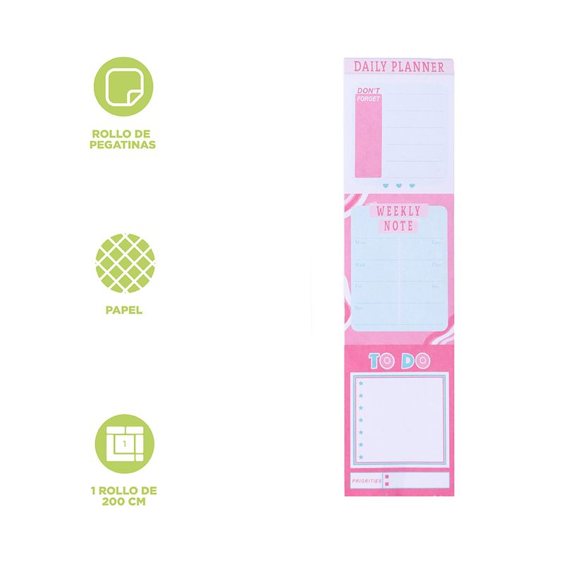 Bloc-De-Notas-Adhesivas-En-Rollo-Rose-Pink-Rosa-200-cm-3-29413