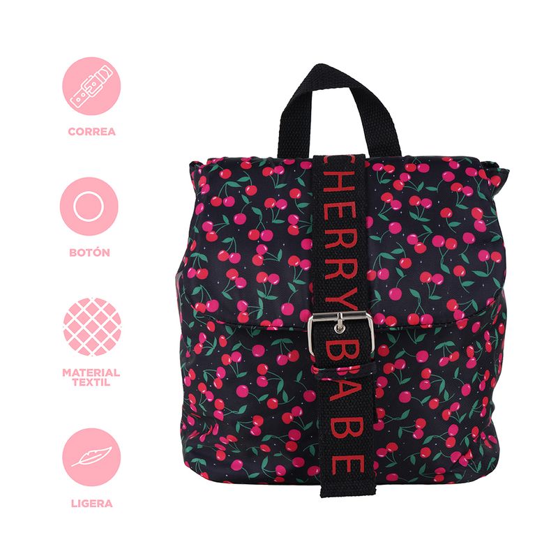 Mochila-Casual-Cherry-Valentine-Textil-Negra-32x14x26-cm-4-29477