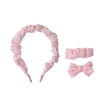 Kit Accesorios Para Cabello Minimalistas Sintéticos Rosas 3 Piezas