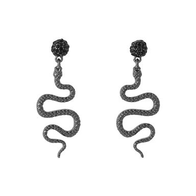 Aretes Dark Metálicos Negros Diseño De Serpiente