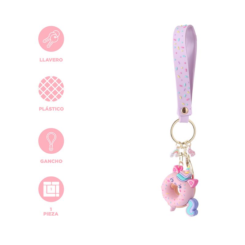 Llavero-Mis-Pastelitos-Dona-Sint-tico-Rosa-16-5-cm-3-29745