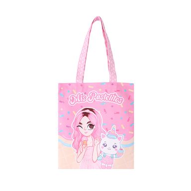 Bolsa De Compras Mis Pastelitos Textil Rosa 34x38 cm