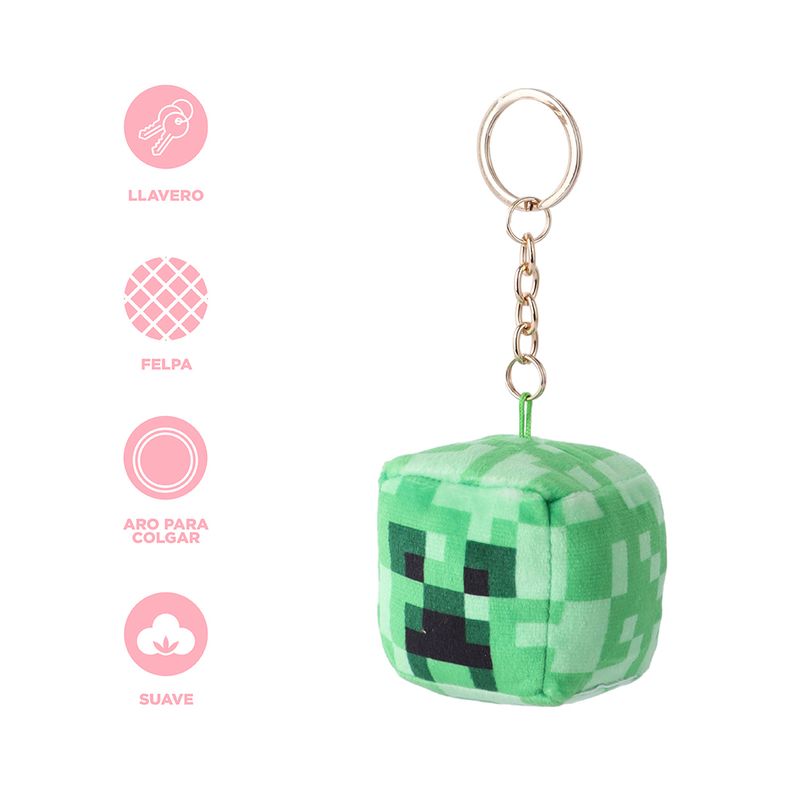 Llavero-Minecraft-Creeper-Felpa-Verde-14-5-cm-3-29750