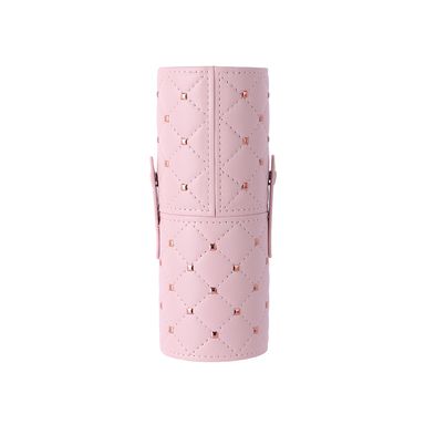 Estuche Para Brochas De Maquillaje Capitoneado Sintético Rosa 9x21 cm
