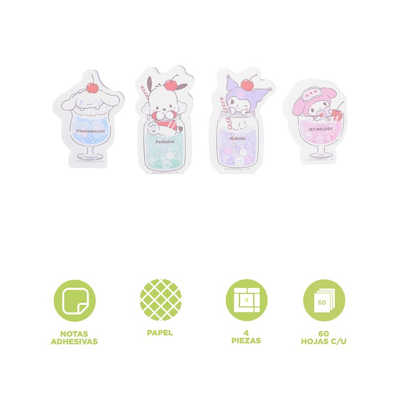 Set-Notas-Adhesivas-Sanrio-Malteadas-M-gicas-Multicolor-60-Hojas-4-Piezas-3-29930