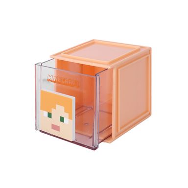 Organizador De Escritorio Con Cajón Minecraft Alex Sintético Café 8.5x8.5x8.5 cm