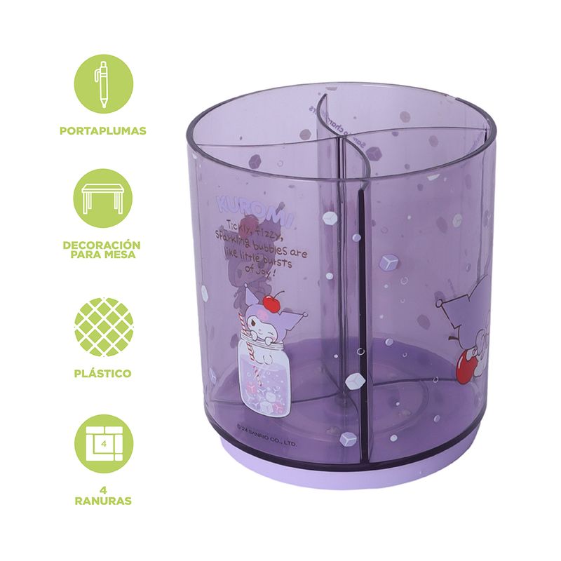 Organizador-De-Escritorio-Sanrio-Kuromi-Portal-pices-Giratorio-Pl-stico-Morado-10-2x11-cm-3-30064