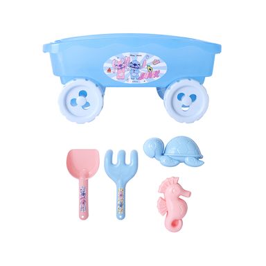 Set Juguete Para Playa Con Carreta Disney Stitch & Ángel Sintético Azul
