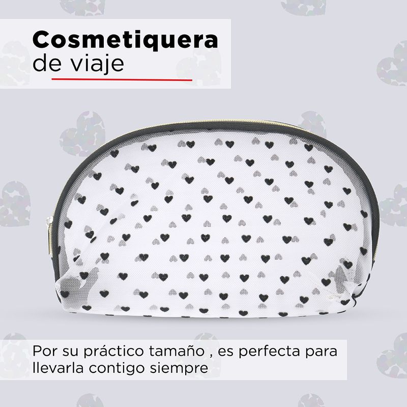 Cosmetiquera-En-Forma-De-Concha-De-Malla-Con-Patron-De-Corazones-MINISO-4-9924