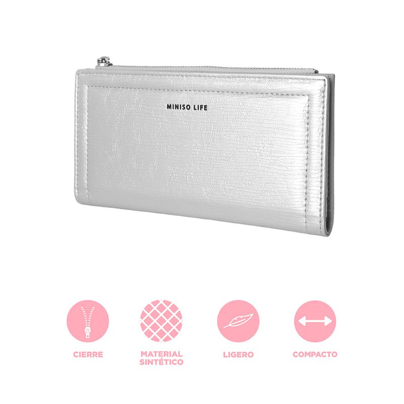Cartera-Larga-Para-Mujer-Craquelada-Sint-tica-Plateada-19x10x2-cm-3-30246