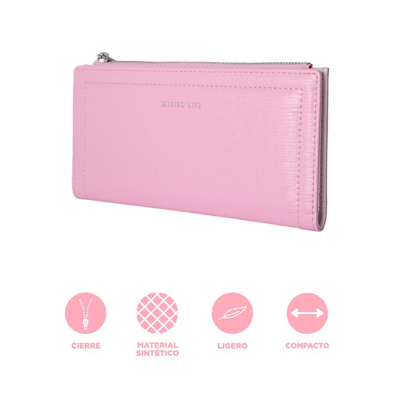 Cartera-Larga-Para-Mujer-Craquelada-Sint-tica-Rosa-19x10x2-cm-3-30247
