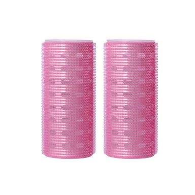 Set Tubos Para Cabello Autoadherentes Sintéticos Rosas 2 Piezas