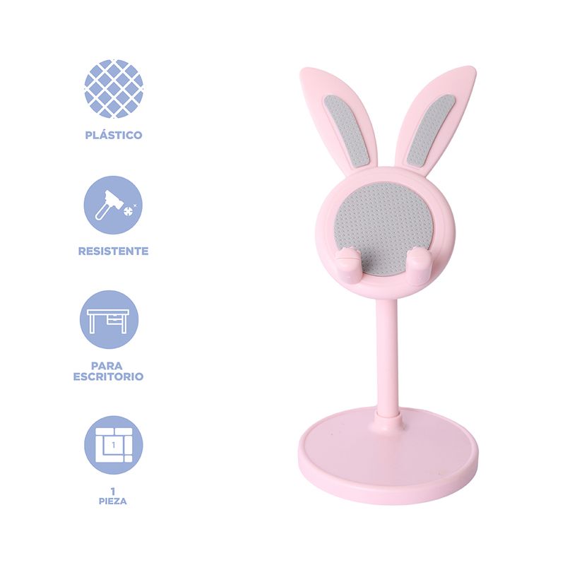 Soporte-Para-Celular-De-Escritorio-Conejito-Ajustable-Sint-tico-Rosa-10x24-cm-3-30353