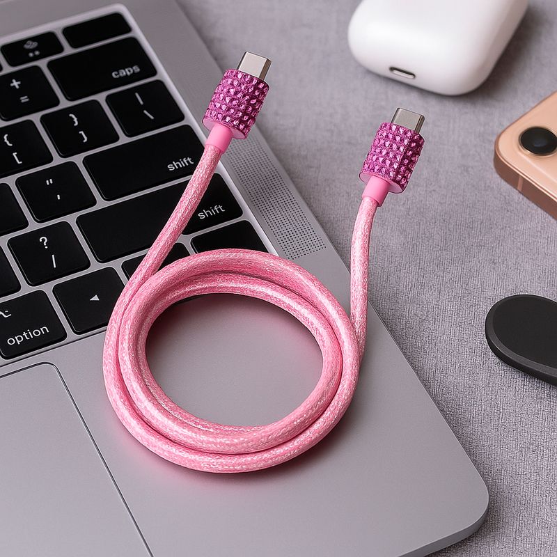 Cable-De-Carga-Y-Datos-Tipo-C-Nailon-Reforzado-Rosa-1-m-60-W-Diamond-Like-2-30496