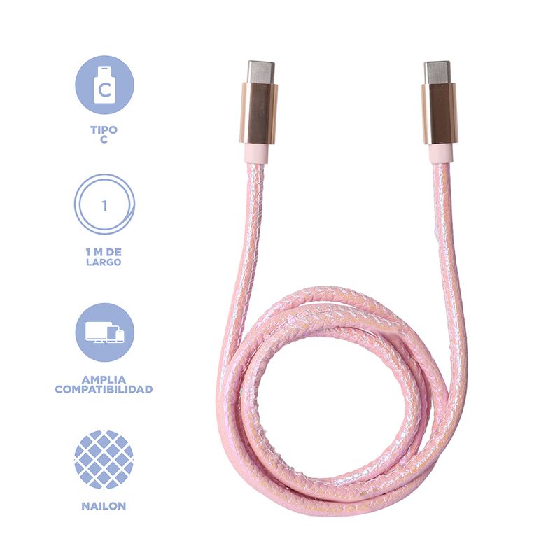 Cable-De-Carga-Y-Datos-Tipo-C-Nailon-Reforzado-Rosa-1-m-60-W-3-30499