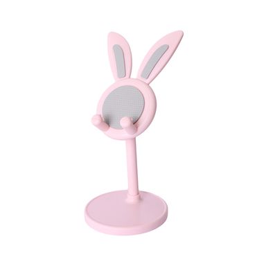 Soporte Para Celular De Escritorio Conejito Ajustable Sintético Rosa 10x24 cm