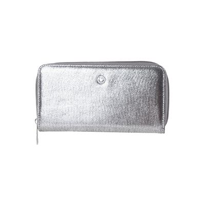 Cartera Larga Para Mujer Sintética Plateada 19x10 cm