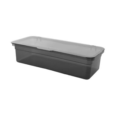 Organizador De Escritorio Para Maquillaje Minimalista Plástico Negro 28x8x12.5 cm