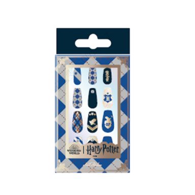 Paquete Uñas Postizas Harry Potter Ravenclaw Sintéticas Azules Diseño 02