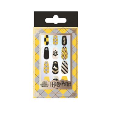Paquete Uñas Postizas Harry Potter Hufflepuff Sintéticas Amarillas Diseño 03
