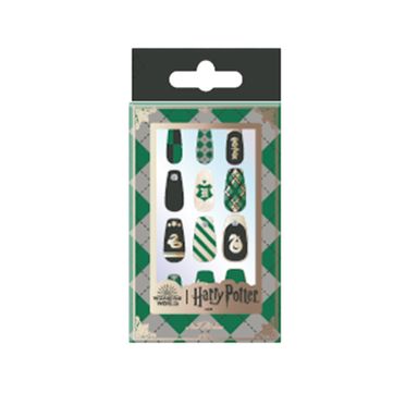 Paquete Uñas Postizas Harry Potter Slytherin Sintéticas Verdes Diseño 04
